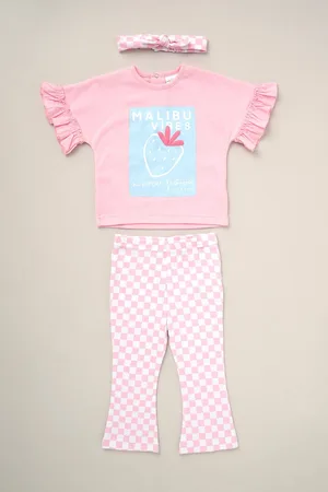 LILY & JACK Girls Top Flared Leggings And Headband Outfit Set 3 Piece