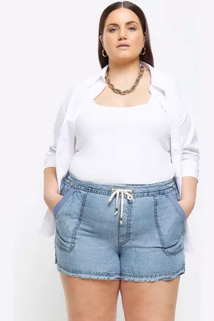 River Island Womens Curve Denim Casual Relaxed Shorts