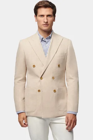 Peckham Rye Mens Regular Fit Linen Herringbone Jacket