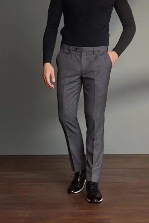 Next Mens Slim Fit Signature 100% Wool Trousers With Motion Flex Waistband