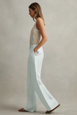 Reiss Womens Lori Petite Viscose-Linen Wide Leg Suit Trousers