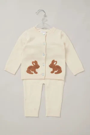 Rock-a-bye Baby Boutique 100% Cotton True Knit Cardigan And Legging Set