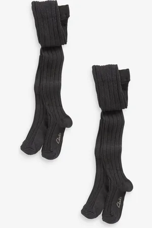 Clarks Girls Ribbed Tights 2 Pack