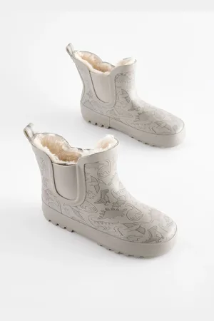 Next Boys Neutral Dinosaur Warm Lined Ankle Wellies