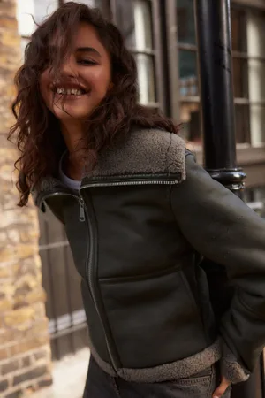 Next Womens Grey Teddy Borg Aviator Jacket