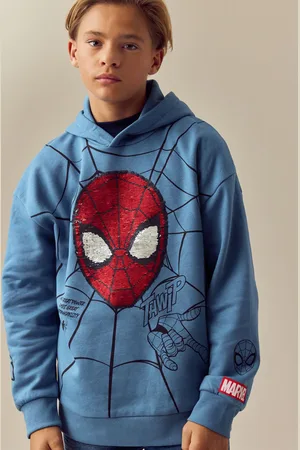 SPIDERMAN Boys Mid Licensed Spiderman Flip Sequin Hoodie (3-16yrs)