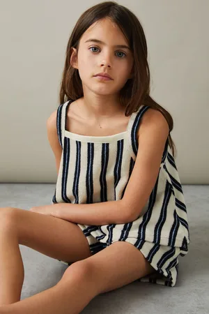 Reiss Girls Navy June 9-13 yrs Towelling Vest Top and Shorts Set