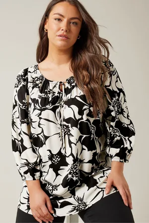 Evans Floral Tie Neck Black Blouse AU 26-28