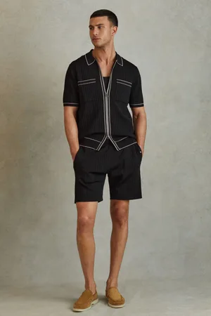 Reiss Etienne Ribbed Elasticated Waist Shorts L