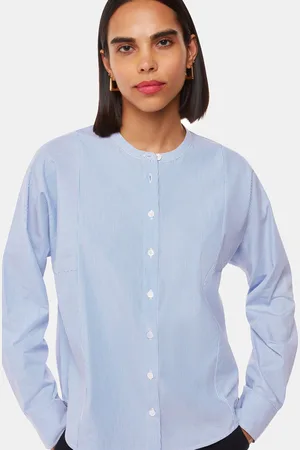 Whistles Womens Stripe Grandad 100% Cotton Collar Shirt