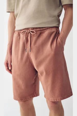 Next Mens Rust Garment Dye 100% Cotton Jersey Shorts
