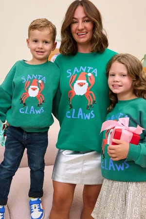 Eleanor Bowmer Girls Kids Oversized Christmas Santa Claws Sweatshirt