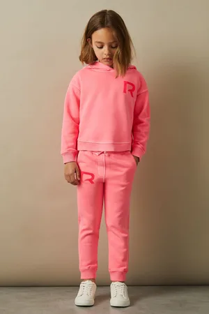 Reiss Girls Bright Kelly 4-9 yrs Oversized Logo Cotton Blend Hoodie