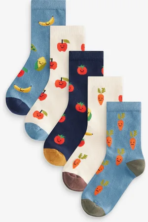 Next Boys Fruit Vegetable Prints Print Cotton Rich Socks 5 Pack