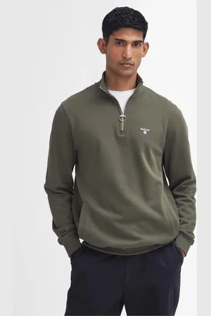 Barbour Olive Green Beckhill Quarter Zip 100% Cotton Sweatshirt M
