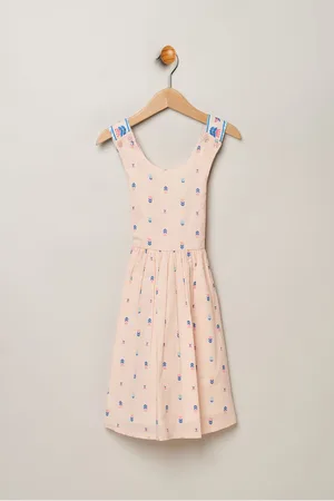 MISS Girls 100% Cotton Skater Dress With Cross-Over Straps
