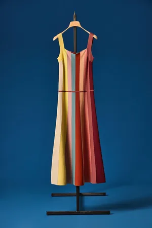 Paul Smith Stripe A Line 100% Cotton Midi Dress L