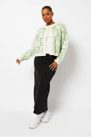 Skinnydip Womens Sage Check Bow Knitted Cardigan