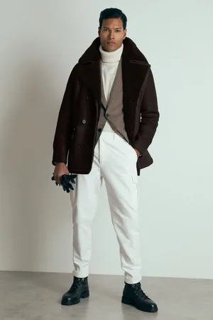 Reiss Mens Stringer Atelier Suede Shearling Jacket