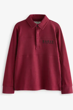 Ted Baker Boys Burgundy Long Sleeve Polo Shirt