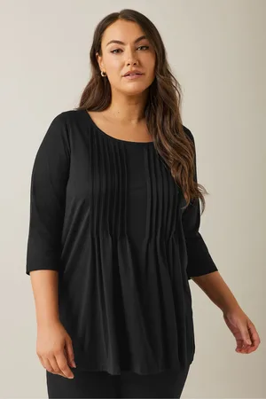 Evans Womens Blue 3/4 Sleeve Pintuck Top
