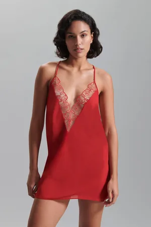 BlueBella Rosalie Short Plunge Satin and Rose Embroidered Chemise AU 12
