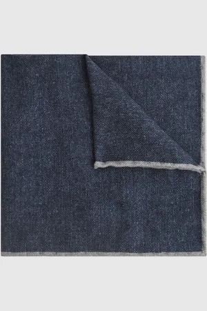 Reiss Mens Indigo Halley Wool-Silk Blend Pocket Square