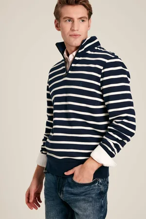 Joules Mens Alistair Navy/White Quarter Zip Cotton Sweatshirt