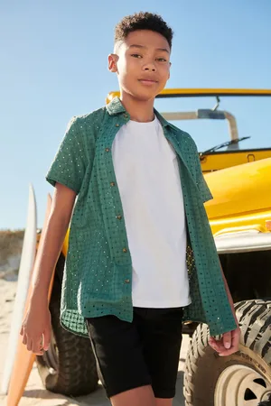 Next Boys 100% Cotton Short Sleeves Textured Shirt (3-16yrs)