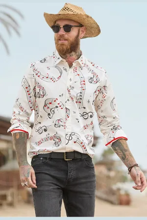 Joe Browns Music Note Print Long Sleeve 100% Cotton Shirt XXL