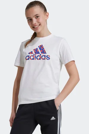 adidas Girls Junior Animal Print 100% Cotton T-Shirt