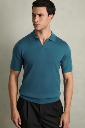Reiss Duchie Merino Wool Open Collar Polo Shirt S