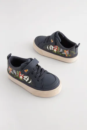 Next Boys Navy Character Standard Fit (F) Touch Fastening Elastic Lace Trainers