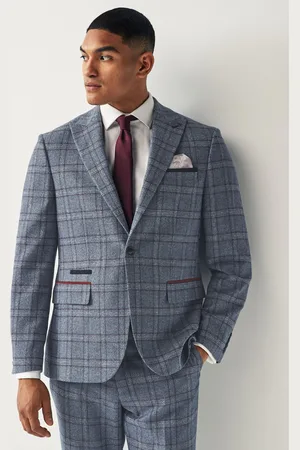Next Mens Regular Fit Trimmed Check Suit Jacket