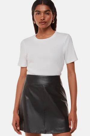 Whistles Womens Petite Leather A Line Skirt