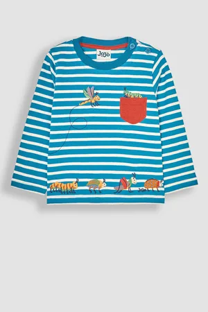 JoJo Maman Bébé Boys Teal Bug Appliqué Pocket Top