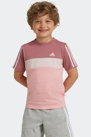adidas Girls Kids Tiberio 3-Stripes Colorblock 100% Cotton T-Shirt