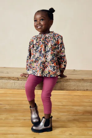 Next Girls Navy Floral Blouse And Leggings Set (3mths-7yrs)