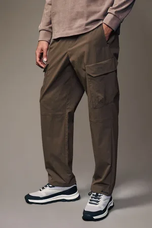 Next Mens Chocolate Regular Fit Ripstop Tech Cargo Trousers