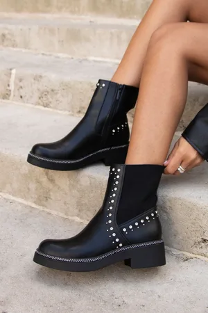 Linzi Black Optic Diamante Embellished Chelsea Boots AU 10 (EU 41)