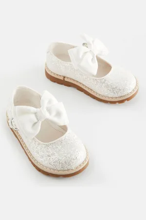 Next Wide Fit (G) Mary Jane Flower Girl Touch Fastening Bow Shoes AU 8 (EU 25.5)