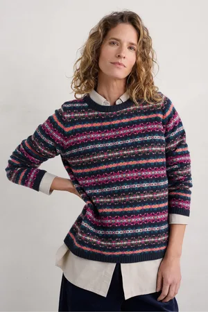 Seasalt Cornwall Womens Maritime Multi Percella Cove Fairisle Pattern Jumper