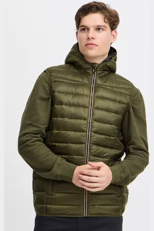 Blend Mens Khaki Coat Hooded Gilet