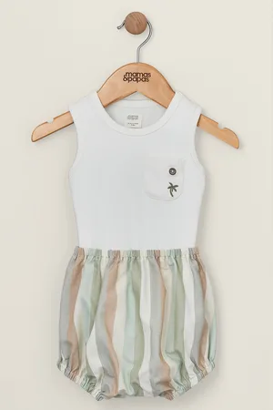 Mamas & Papas Boys 100% Cotton Bodysuit And Stripe Shorts Set 2 Piece