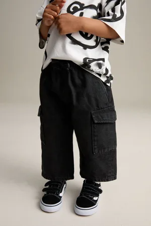 Next Boys Denim Wide Leg Pull On Cargo 100% Cotton Jeans (3mths-7yrs)