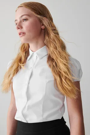 Clarks Girls Short Sleeve Senior Girls Fitted Lace Trim School Shirt