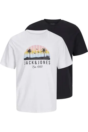 JACK & JONES Black 2 Pack Short Sleeve Printed T- Shirts XL