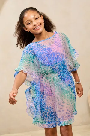 Lipsy London Blue Ombre Printed Frill Edge Kaftan (5-16yrs) 7