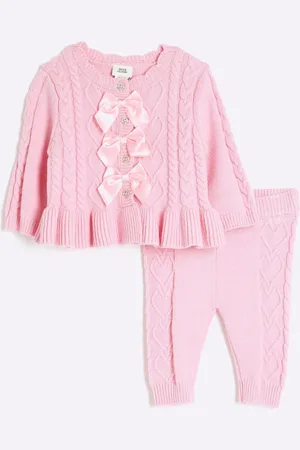 River Island Girls Baby Girls Knit 100% Cotton Cardigan Set