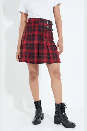 Joe Browns Womens Tartan Check Pleated Buckle Detail Mini Skirt
